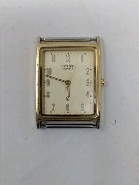 Vintage Citizen CQ Quartz Gold Tone Mens Tank Watch  3630-981588Kt  Japan
